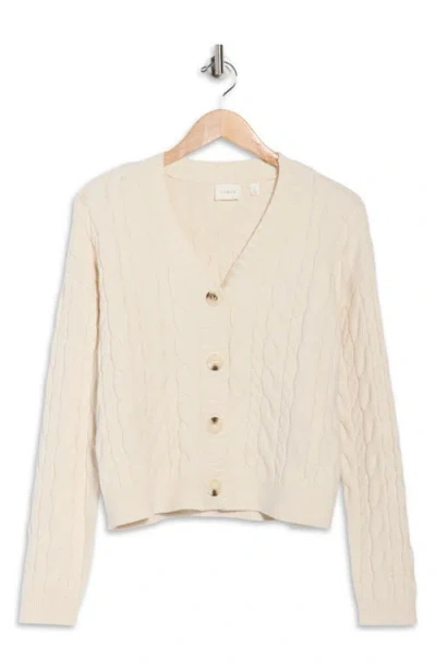 Cyrus Cable Knit Crop Cardigan In White