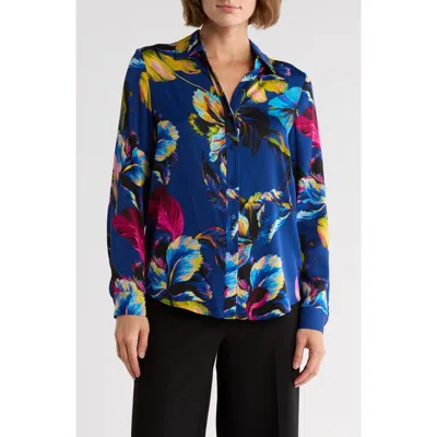 Elie Tahari The Madeline Silk-blend Blouse In Blue