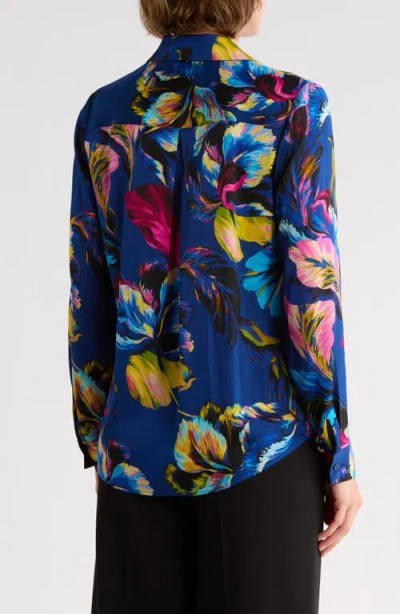 Elie Tahari The Madeline Silk-blend Blouse In Blue