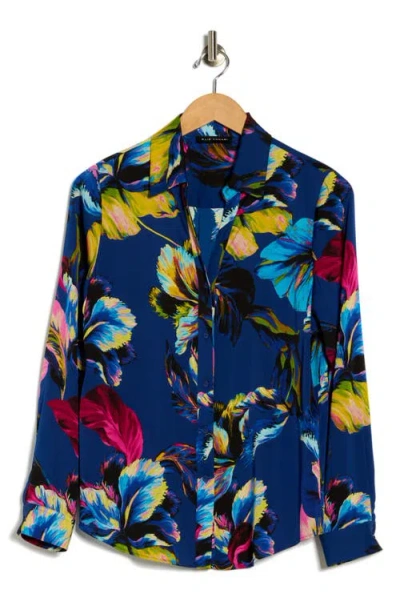 Elie Tahari The Madeline Silk-blend Blouse In Blue