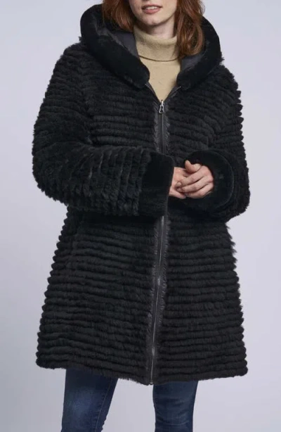 Blue Duck Water Resistant Reversible Genuine Shearling 700 Fill Power Down Coat In Blue