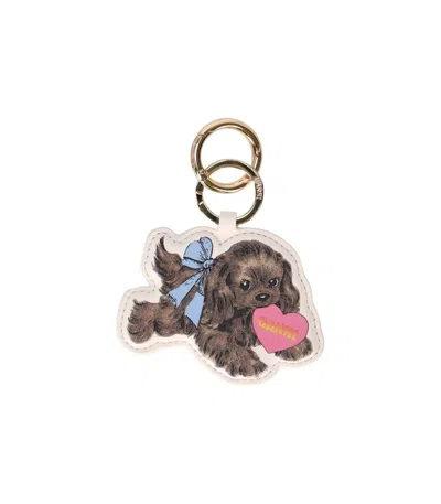 Ganni Women Keychain With Puppy In Brown