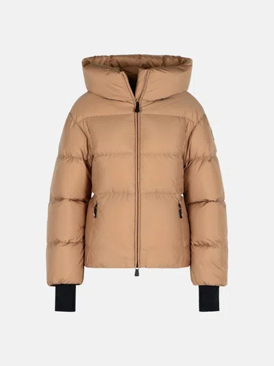 Moncler Nisene Hooded Belted Quilted Ripstop Down Ski Jacket In Neutral