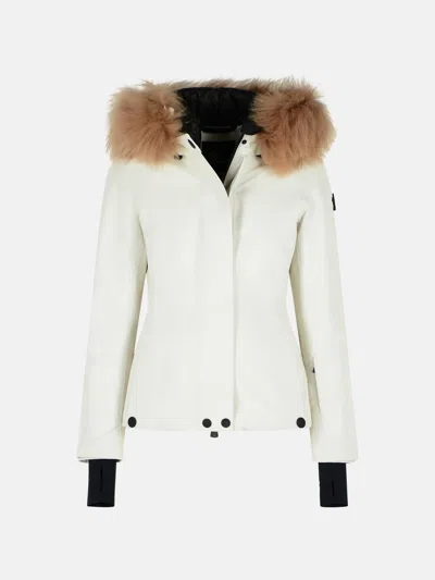 Moncler Grenoble Laplance Gore-tex Ski Down Jacket With Shearling Hem In White