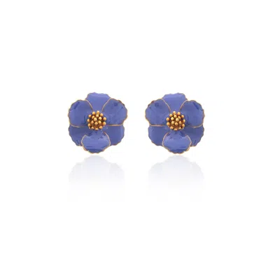 Milou Jewelry Women's Yellow Very Peri Petite Flower Earrings In Yellow