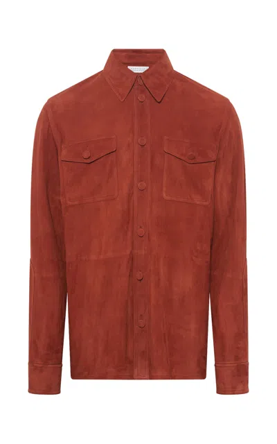Gabriela Hearst Lucas Overshirt In Rust Suede In Brown