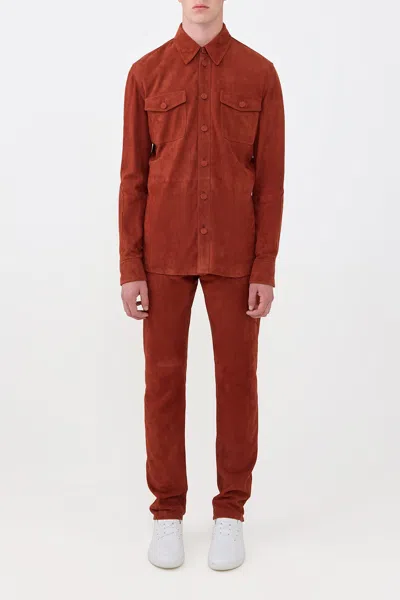 Gabriela Hearst Lucas Overshirt In Rust Suede In Brown