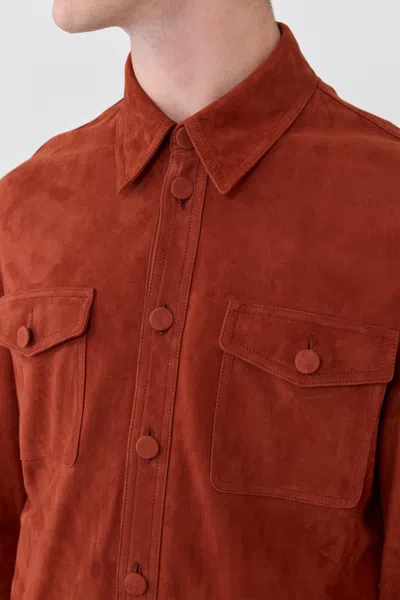Gabriela Hearst Lucas Overshirt In Rust Suede In Brown