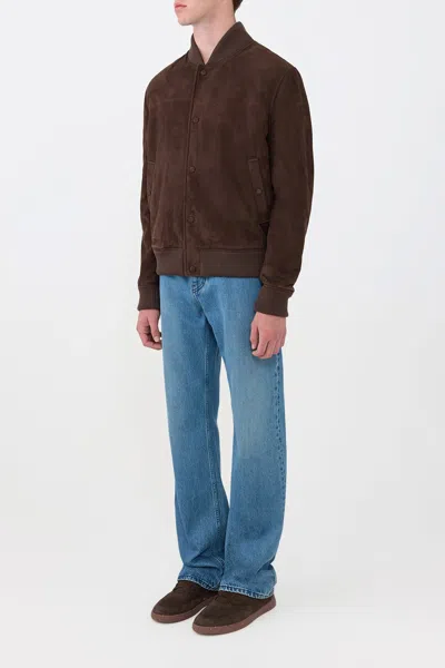 Gabriela Hearst Greg Bomber In Chocolate Suede In Brown