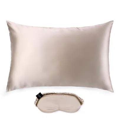 Silk Works Neutrals Caramel Mulberry Silk Pillowcase And Eye Mask Set In Multi