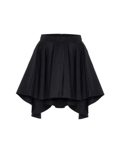 Theo The Label Theia Taffeta Hi-low Skirt In Black