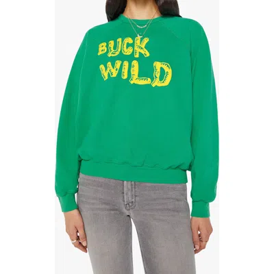 Mother The Biggie Concert Cotton Graphic Sweatshirt In Green