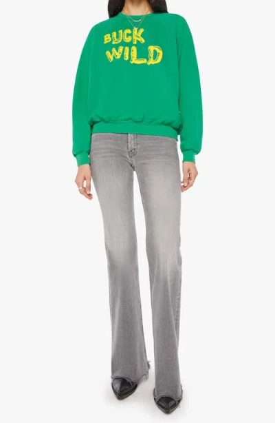 Mother The Biggie Concert Cotton Graphic Sweatshirt In Green