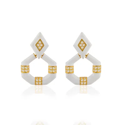 Milou Jewelry Women's White Geometric Drop Earrings In White