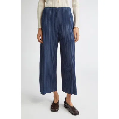 Issey Miyake Mellow Pleats Culottes In Blue