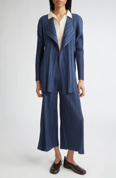 Issey Miyake Mellow Pleats Culottes In Blue