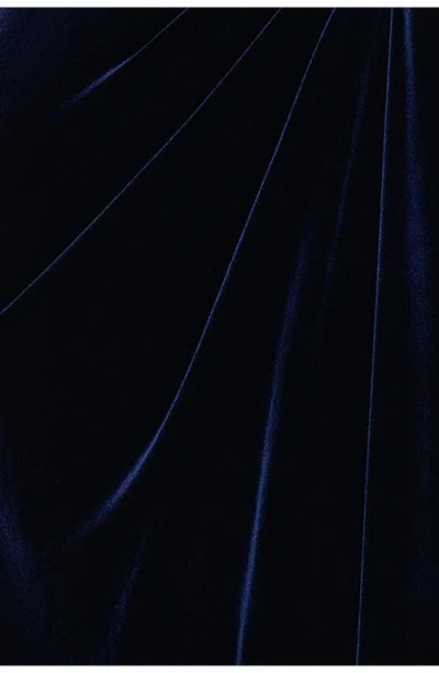 Betsy & Adam Ruched Velvet Column Gown In Black