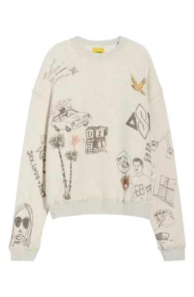 Diet Starts Monday Doodle Crew Neck Sweatshirt In Neutral