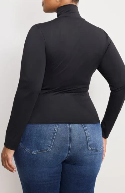 Good American Weightless Scuba Turtleneck Top In Black