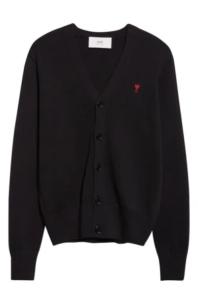 Ami Alexandre Mattiussi Ami Paris Logo Embroidered V-neck Cardigan In Animal Print