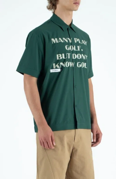 Students Educate Graphic Short Sleeve Button-up Shirt In Green