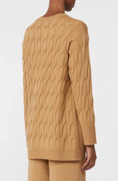 Mm By Max Mara Quid Cable Stitch Virgin Wool Sweater In Brown