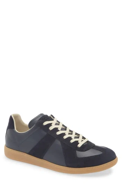 Maison Margiela Casual Low Top Sneakers With Suede Panels In Black