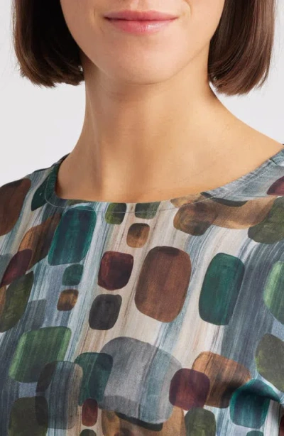 Apny Geometric Print Cap Sleeve Shell In Multi