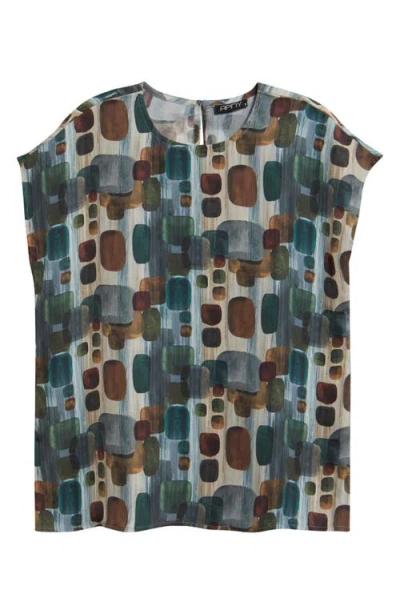 Apny Geometric Print Cap Sleeve Shell In Multi