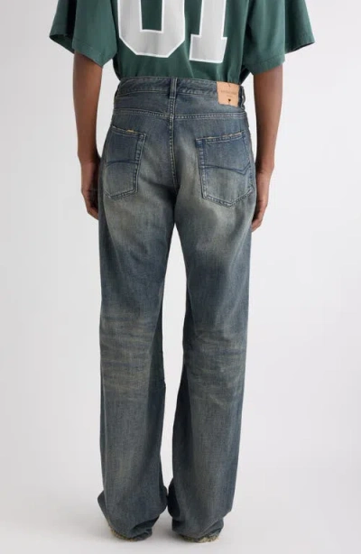 Balenciaga Loose Washed Jeans In Blue/grey/yellow In Gray
