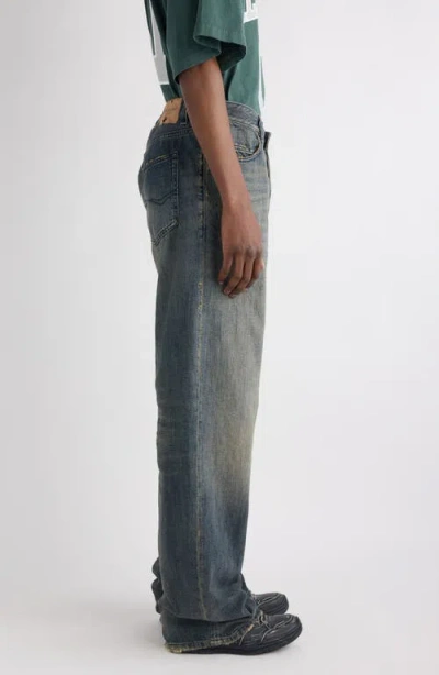 Balenciaga Loose Washed Jeans In Blue/grey/yellow In Gray