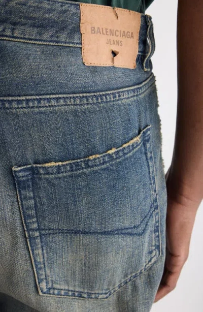Balenciaga Loose Washed Jeans In Blue/grey/yellow In Gray