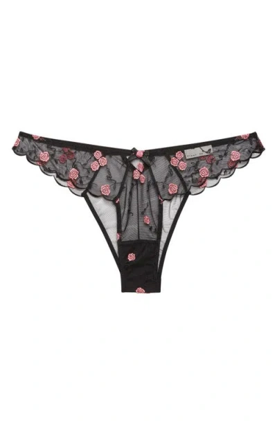 Fleur Du Mal Embroidered Scalloped Edge Briefs In Black