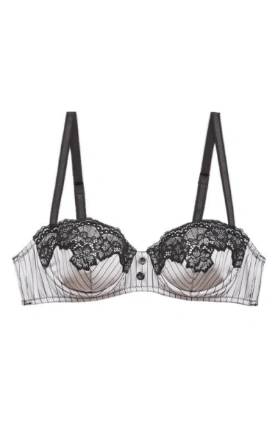 Fleur Du Mal Executive Underwire Silk Trim Balconette Bra In Black