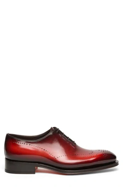 Santoni Lace-up Leather Brogues In Red