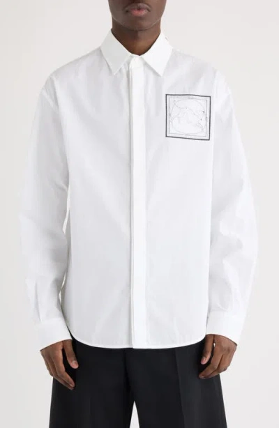 Jacquemus La Chemise Simon Dog Patch Button-up Shirt In White