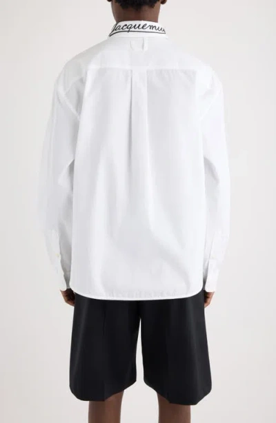 Jacquemus La Chemise Simon Dog Patch Button-up Shirt In White
