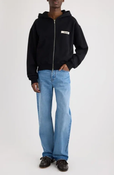 Jacquemus Le Hoodie Zip Gros Hooded Cotton Sweatshirt In Black