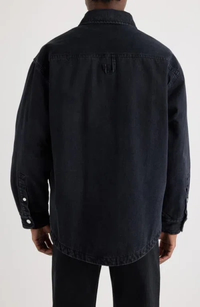 Jacquemus Virgin Wool Long-sleeve Shirt With Embroidered Logo In Black