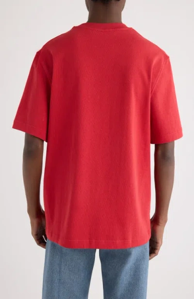 Jacquemus Le T-shirt Gros Grain Red T-shirt With Logo Patch On The Front In Cotton Man