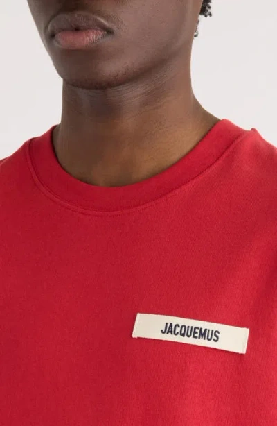 Jacquemus Le T-shirt Gros Grain Red T-shirt With Logo Patch On The Front In Cotton Man