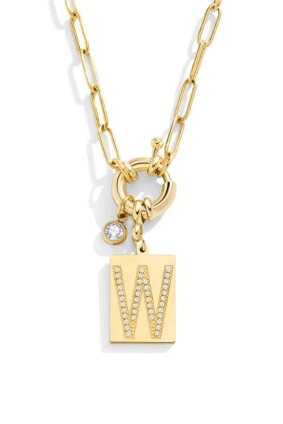 Mint & Lily Pave Initial Pendant With Paperclip Chain Necklace In Gold