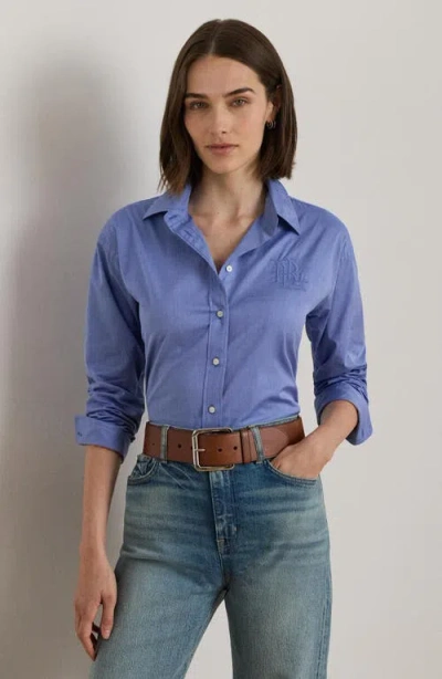 Ralph Lauren Women's Long Sleeve Relaxed Fit Cotton Shirt In Blue
