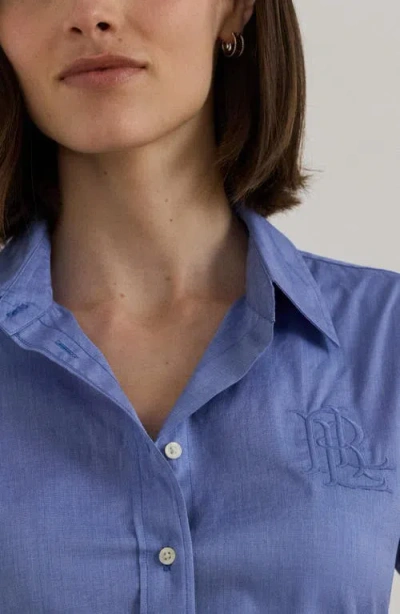 Ralph Lauren Women's Long Sleeve Relaxed Fit Cotton Shirt In Blue