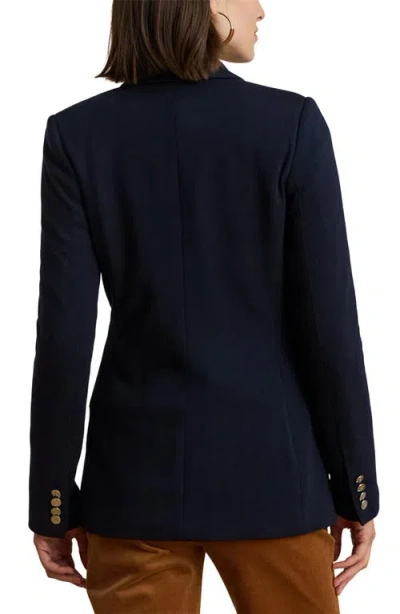 Ralph Lauren Lauren  Herringbone Jacquard Buckle Blazer In Blue