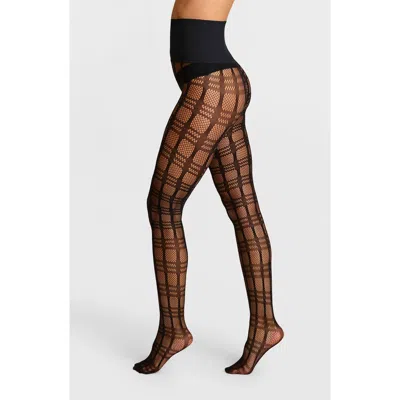 Commando Plaid Fishnet Tights In Black