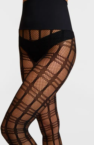 Commando Plaid Fishnet Tights In Black