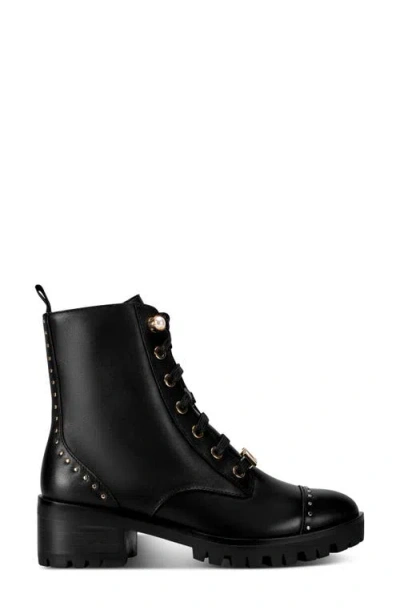 Karl Lagerfeld Prue Lace-up Combat Booties In Black
