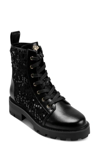 Karl Lagerfeld Women's Marlee Sequin Combat Boots In Black