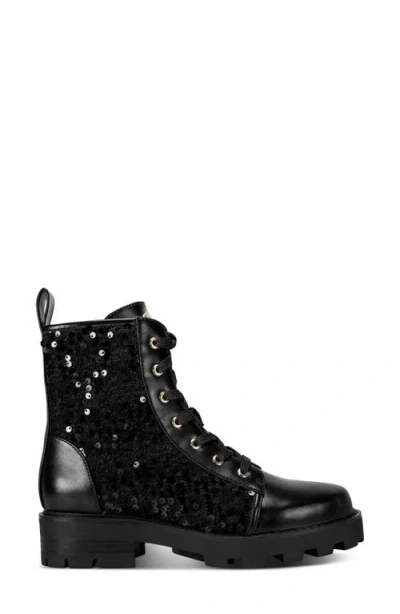 Karl Lagerfeld Women's Marlee Sequin Combat Boots In Black